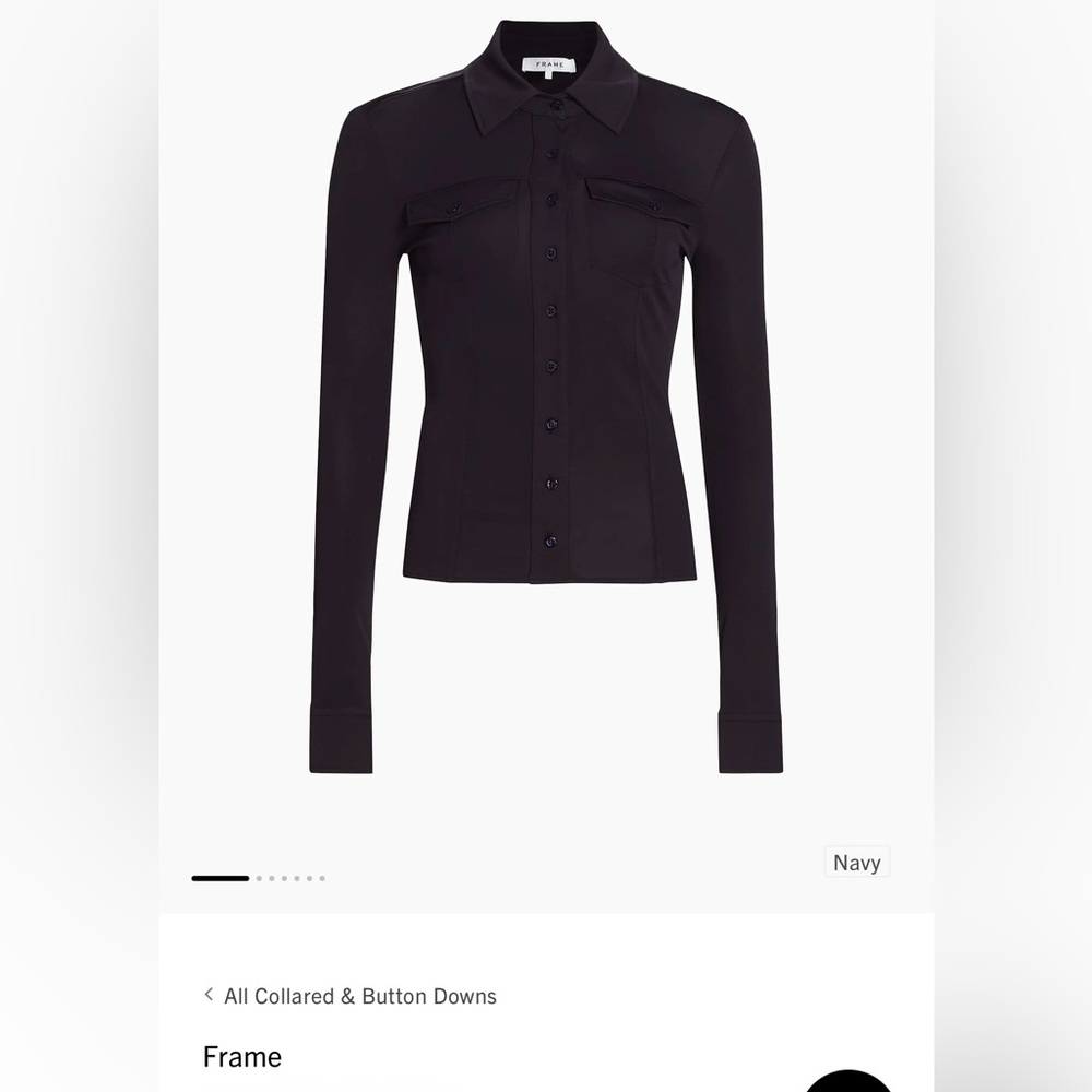 Frame Denim Navy Jersey Button-Down Shirt